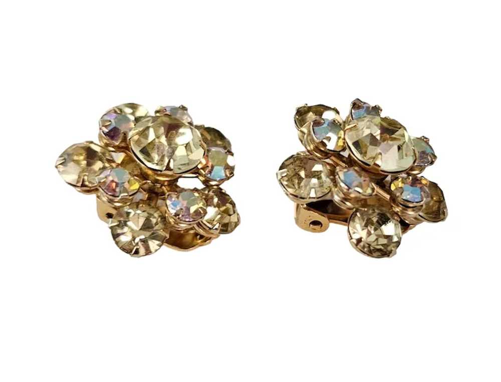 Vintage Jonquil Prong Set AB Rhinestone Cluster C… - image 3