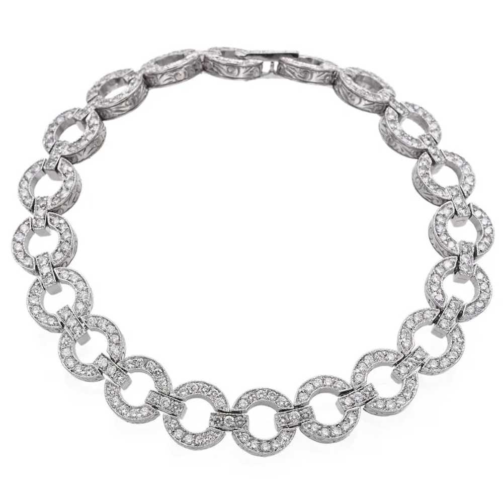 Estate 14K White Gold 4 TCW Diamond Circle Link B… - image 2