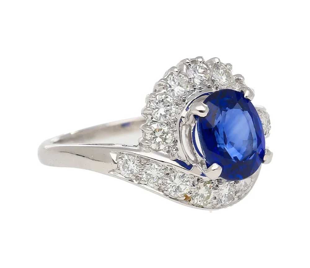 GIA Certified 2.18 Carat Oval Blue Sapphire & Dia… - image 4