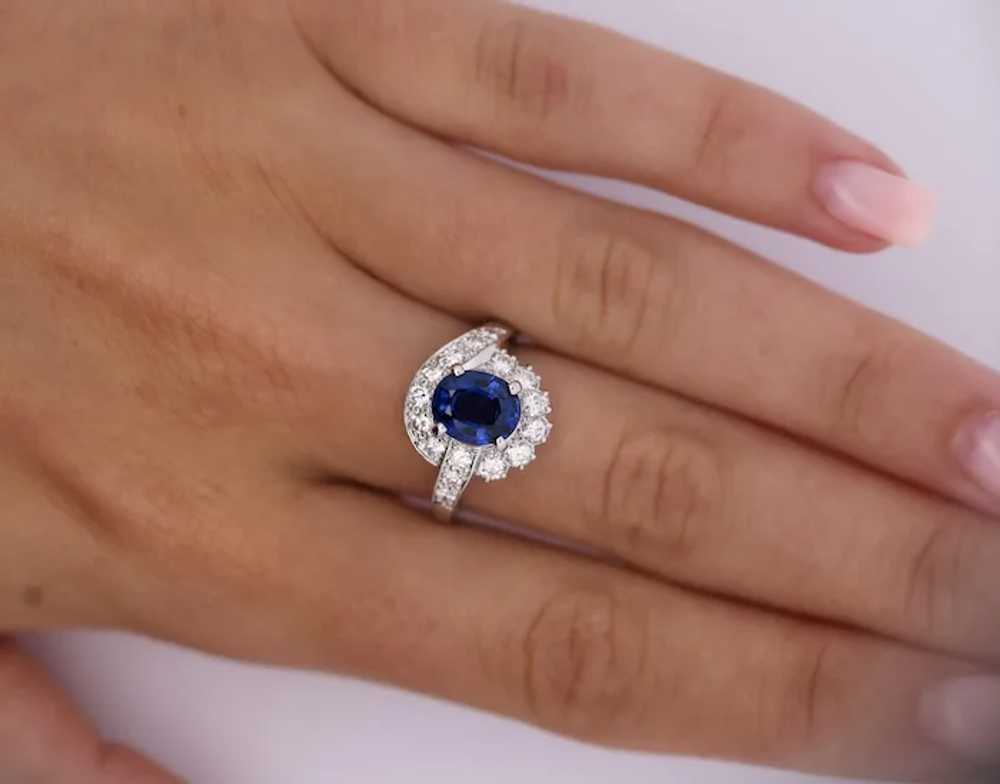 GIA Certified 2.18 Carat Oval Blue Sapphire & Dia… - image 9