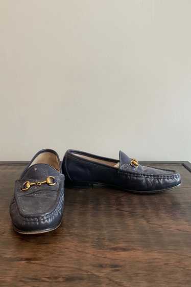 Gucci Navy Blue Patent Leather Loafers
