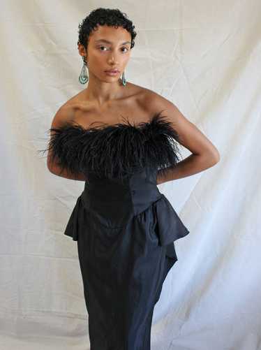 Ostrich Feather Trim Gown