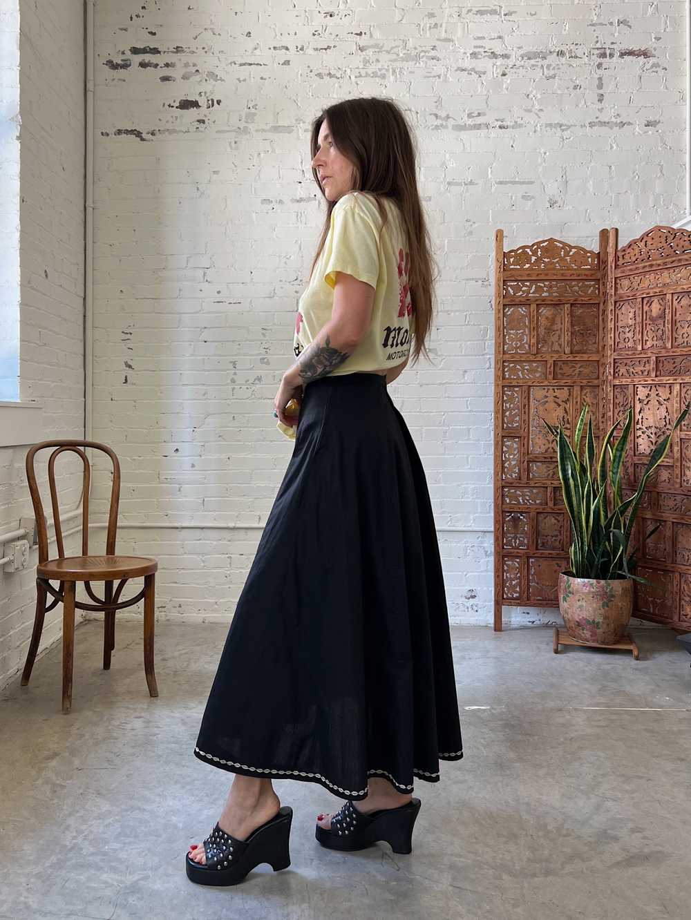 Black Antique Cotton Skirt, XXS - image 3