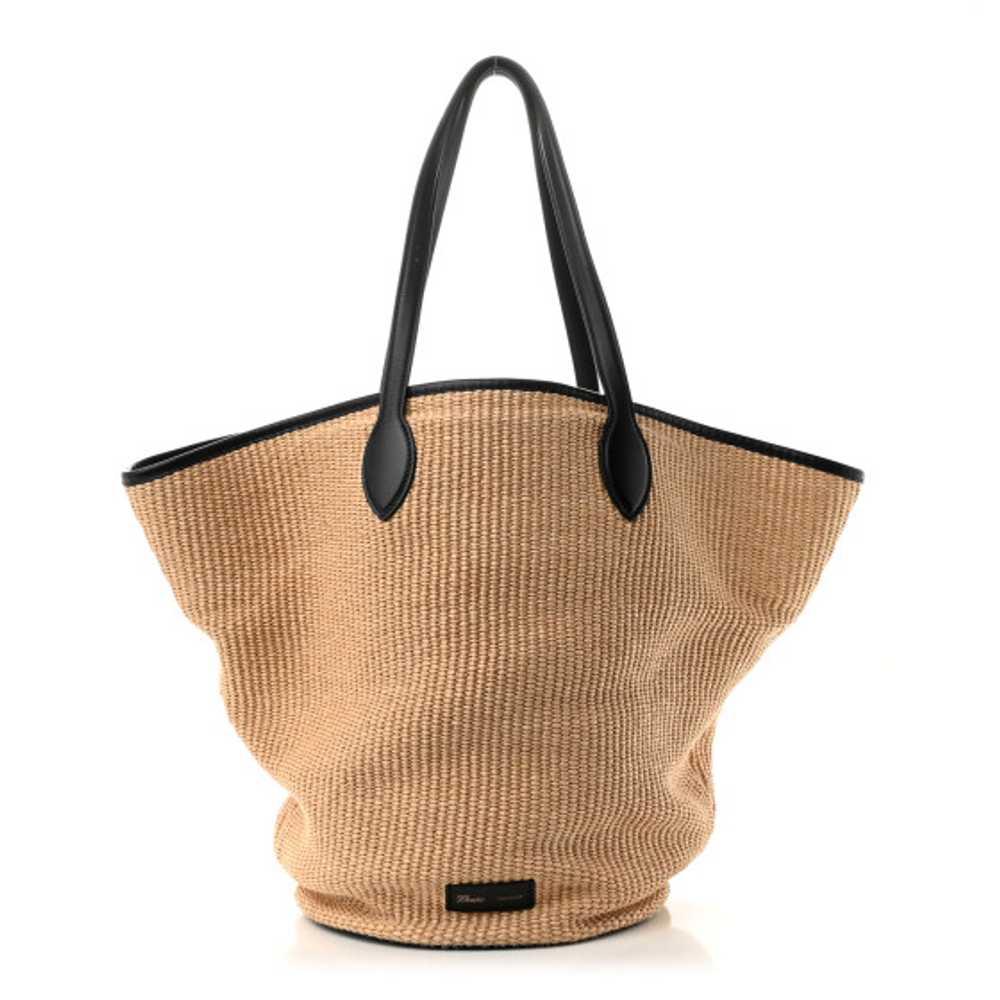 KHAITE Raffia Calfskin Osa Medium Tote Natural Bl… - image 1