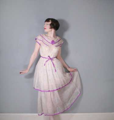30s GAUZY SHEER EMBROIDERED TIERED SUMMER LAWN DRE