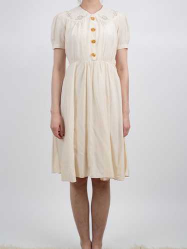 1930s Silk Embroidered Day Dress With the Cutest P