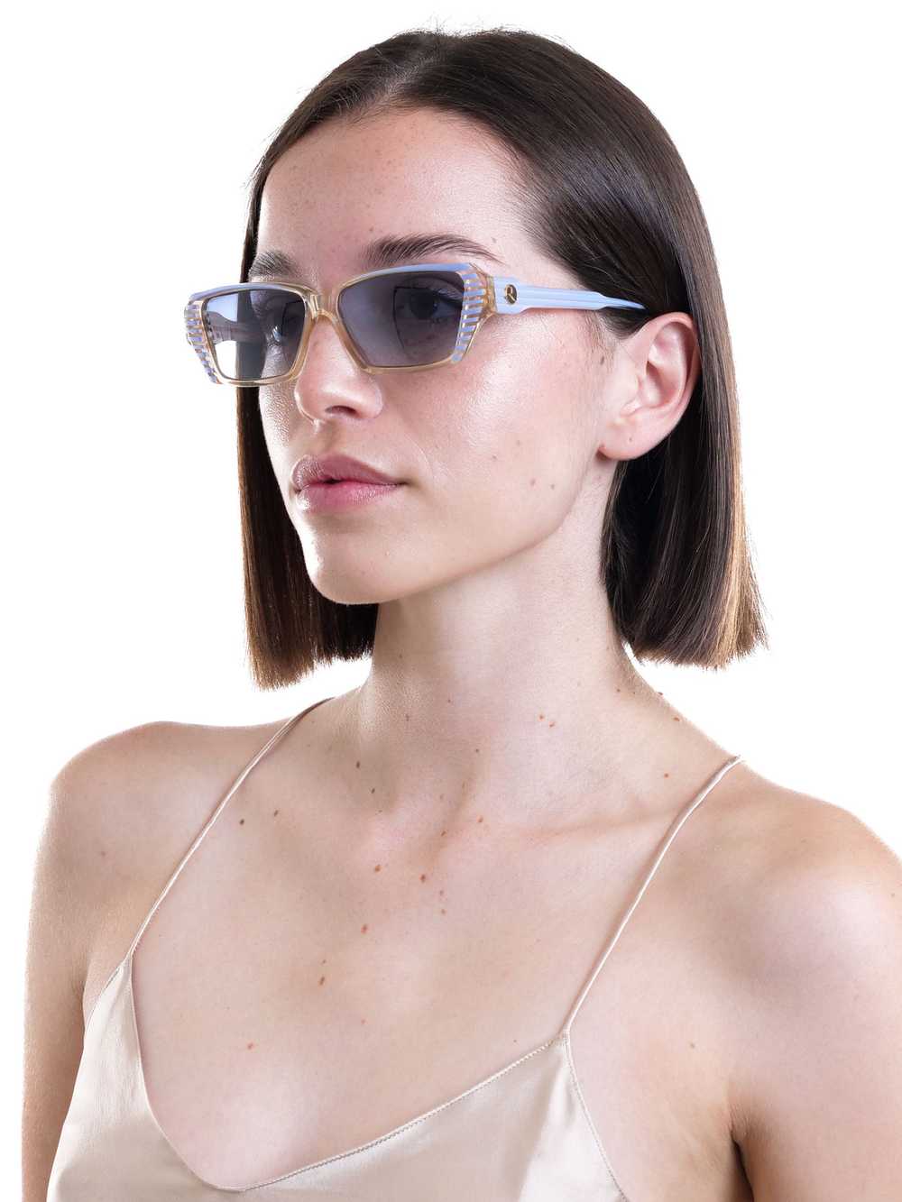 Rochas Clear Striped Rectangular Sunglasses - image 1