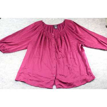 George George Shirt Size 2X 18w Burgundy Purple S… - image 1