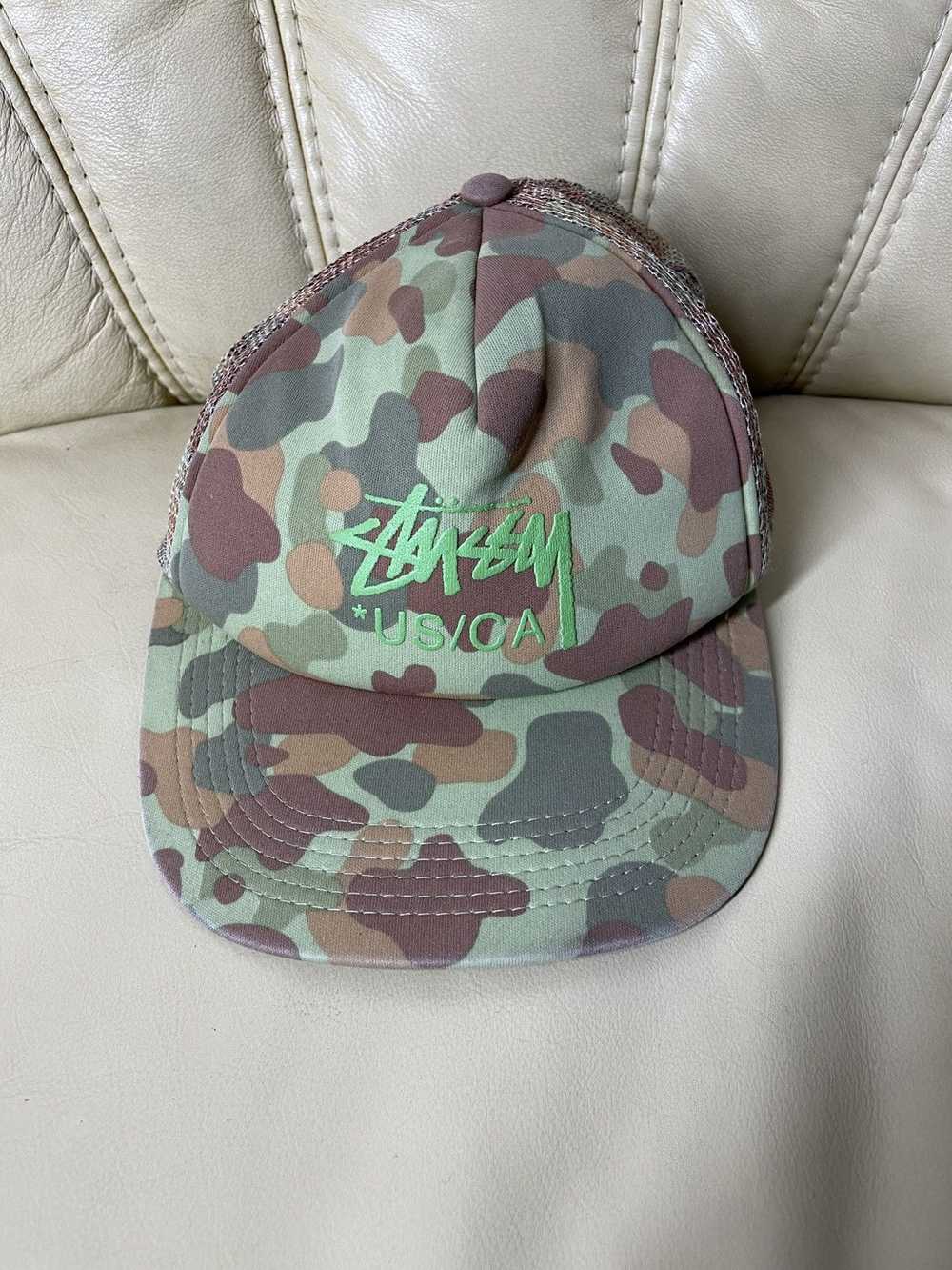 Stussy × Vintage Stussy Trucker Cap Camo Hat Bape… - image 1