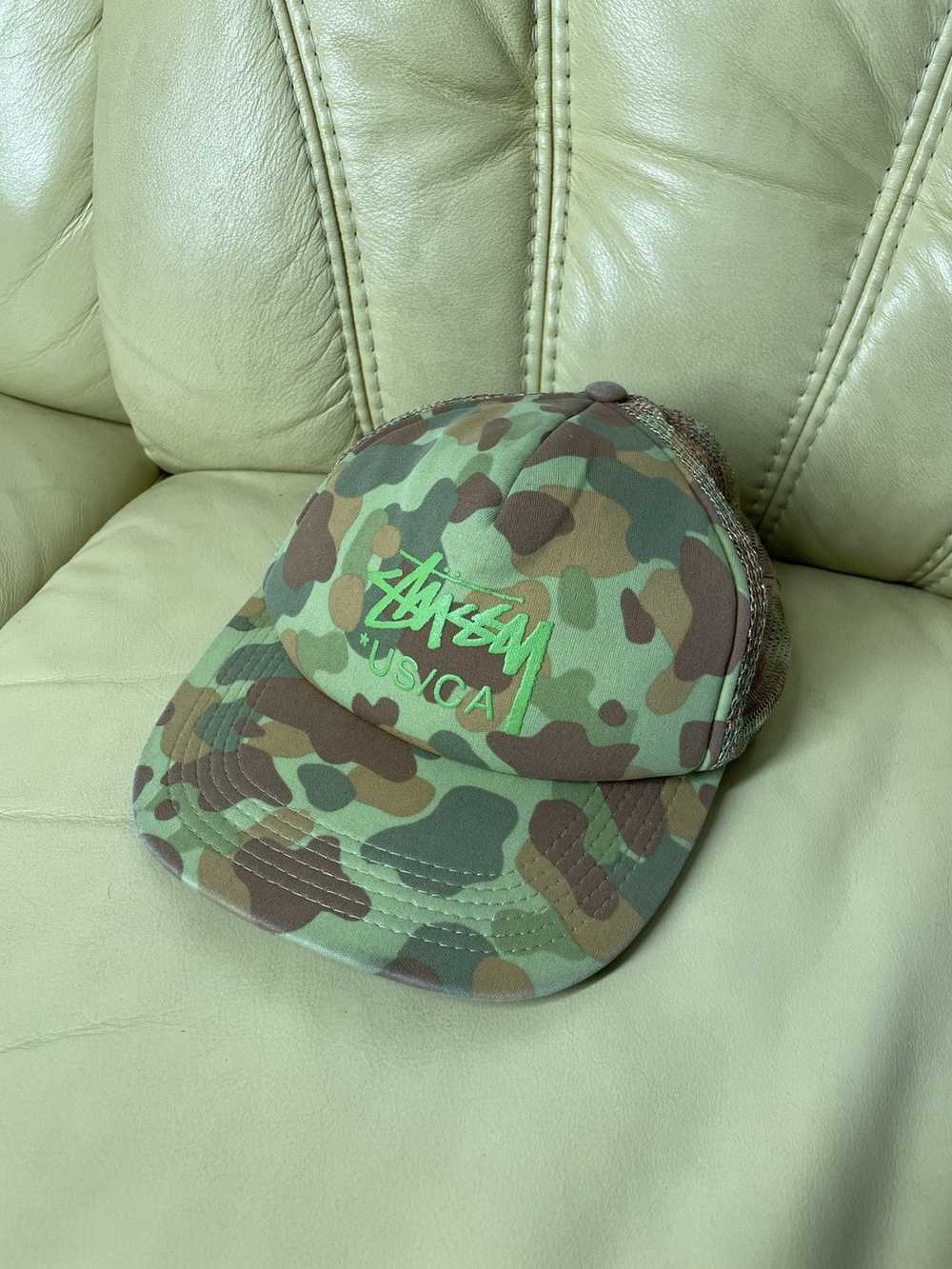 Stussy × Vintage Stussy Trucker Cap Camo Hat Bape… - image 2