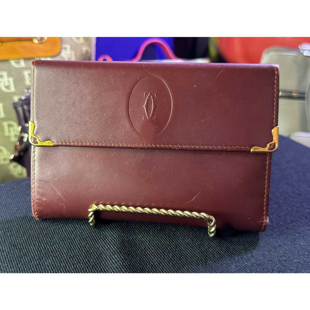 Cartier Vintage Calfskin Burgundy Cartier Bifold … - image 1