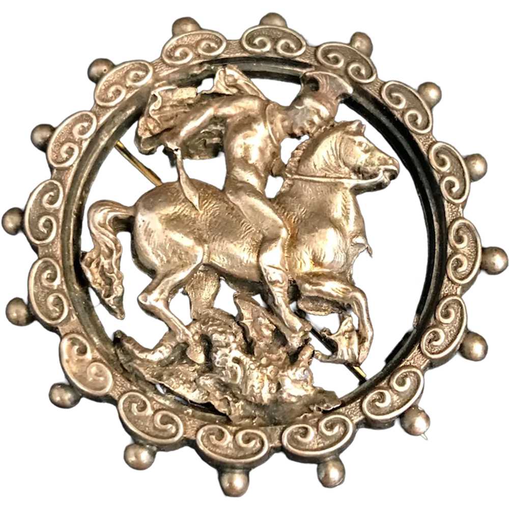 Silver St. George & the Dragon Brooch - image 1