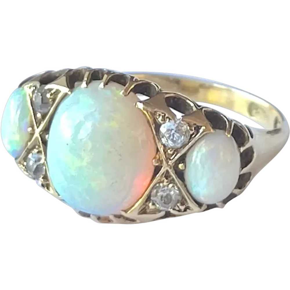 Edwardian Large Opal & Diamond Ring | 18ct Gold - image 1