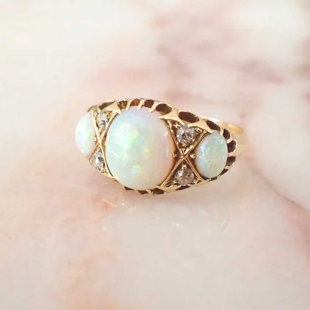 Edwardian Large Opal & Diamond Ring | 18ct Gold - image 6