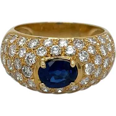 18K Yellow Gold Sapphire and Diamond Ring - image 1