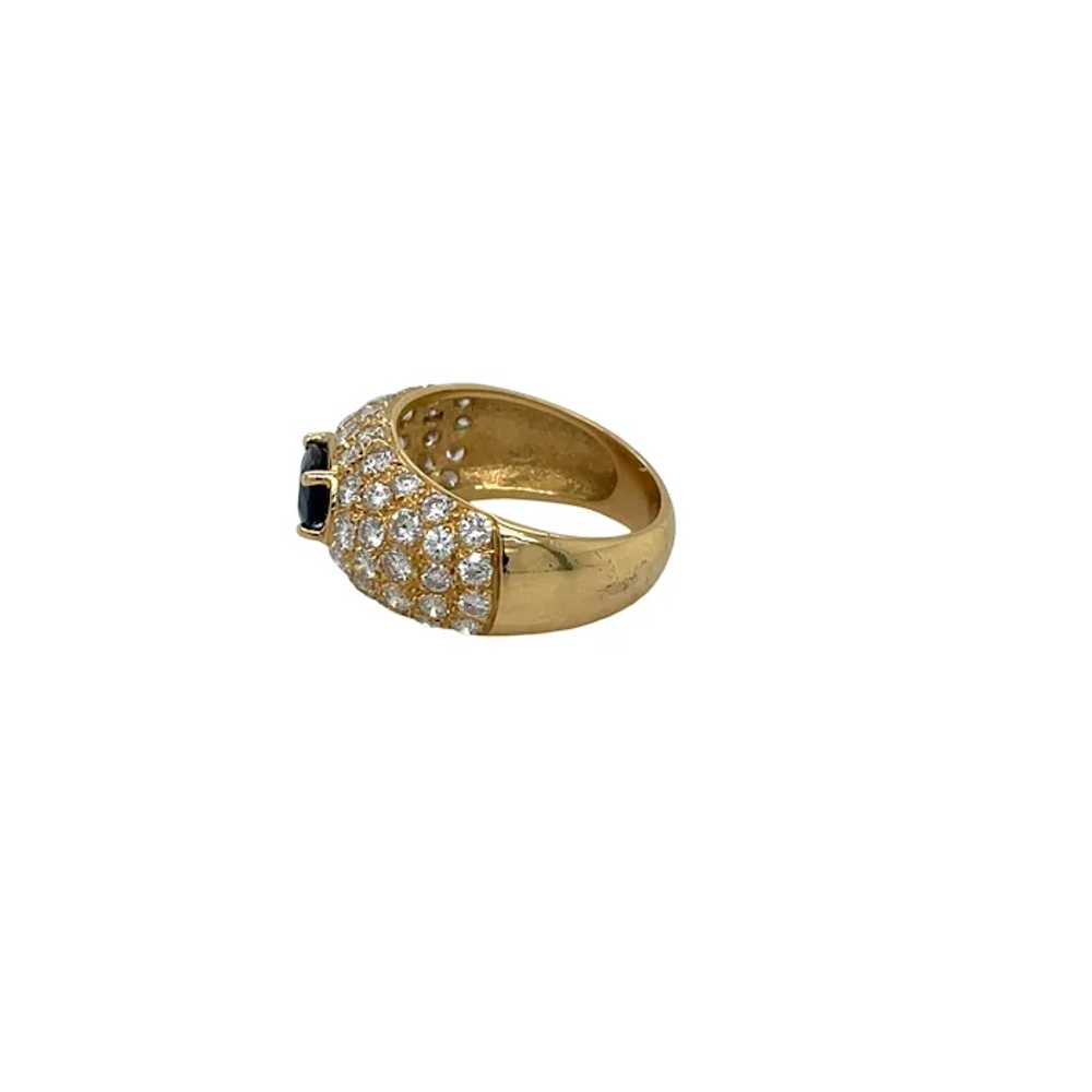 18K Yellow Gold Sapphire and Diamond Ring - image 2