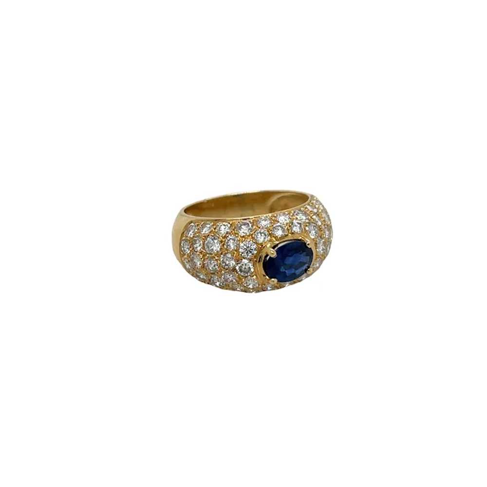 18K Yellow Gold Sapphire and Diamond Ring - image 4