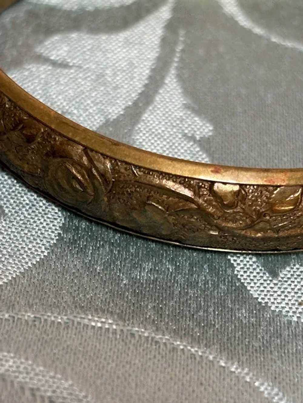 Early 20th Century Brass Repousee Brass Bangle - image 2