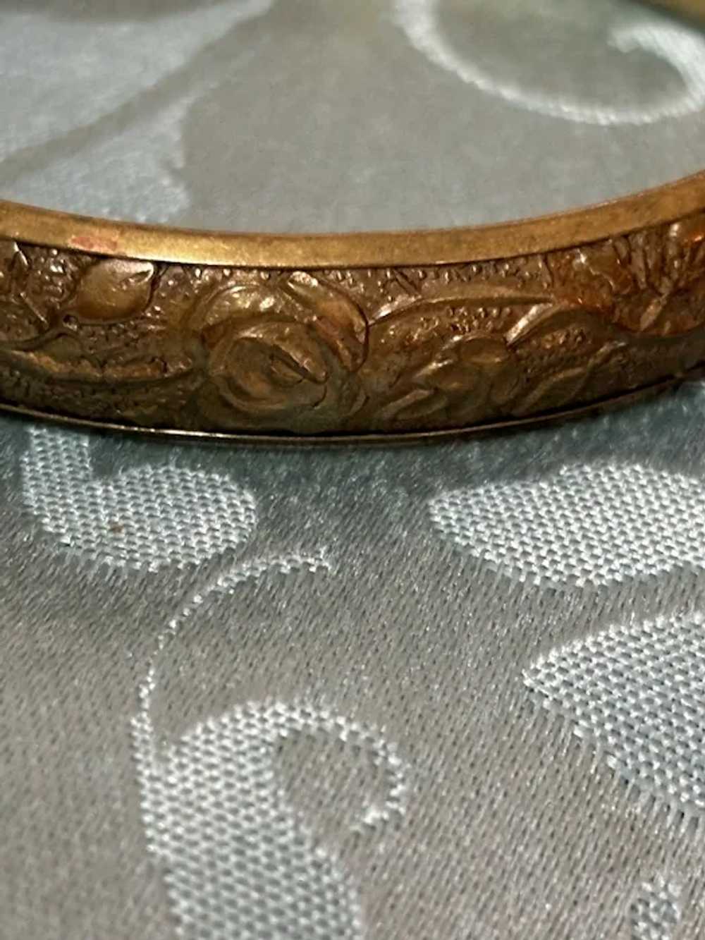 Early 20th Century Brass Repousee Brass Bangle - image 3