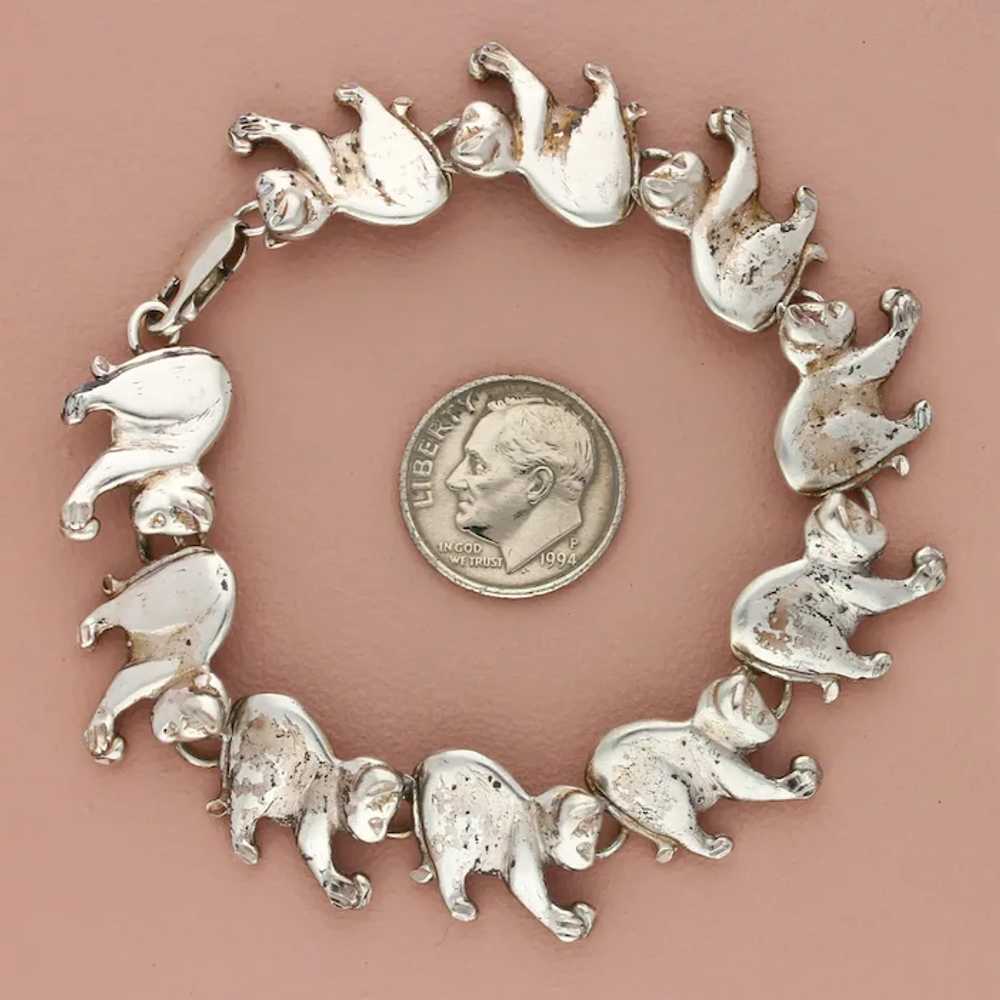 Sterling Silver Vintage Kitty Cat Link Bracelet S… - image 3