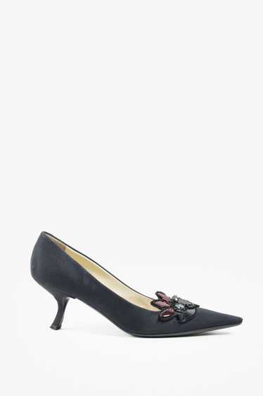 Prada Prada Black Embellished Comma Kitten Heel Pu