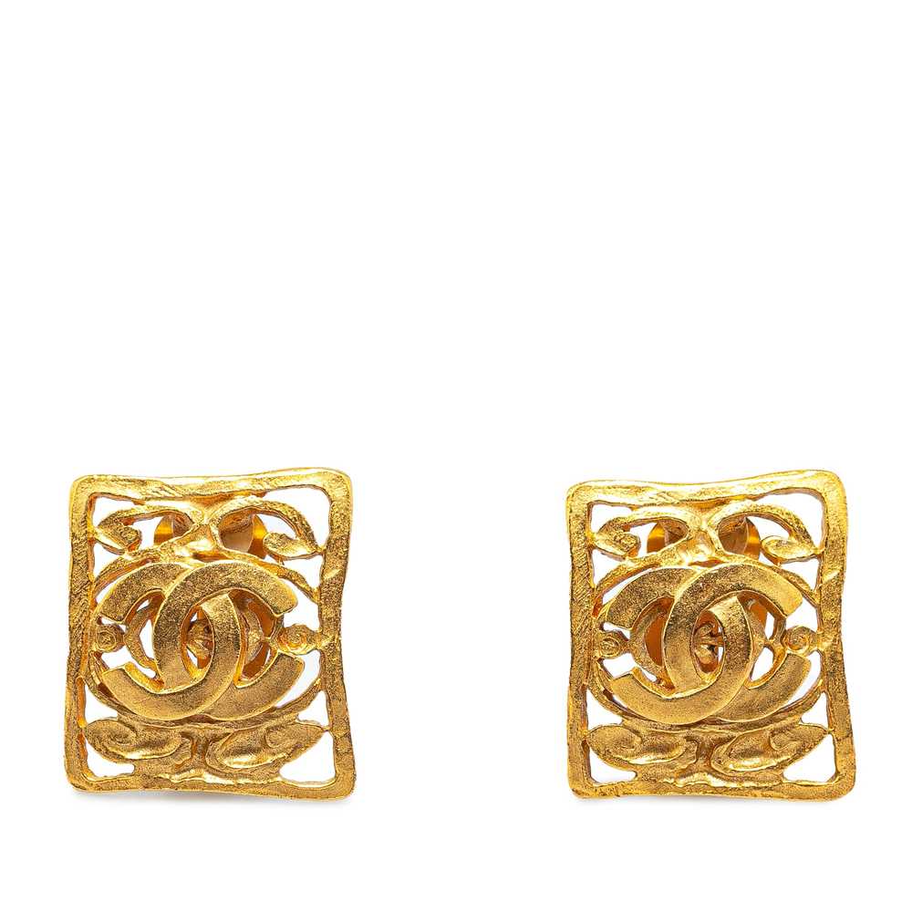 Gold Chanel Gold Plated CC Clip-On Earrings - image 1