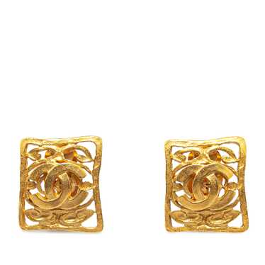 Gold Chanel Gold Plated CC Clip-On Earrings - image 1