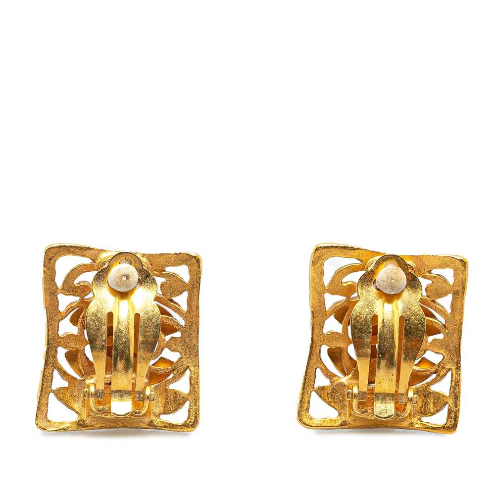 Gold Chanel Gold Plated CC Clip-On Earrings - image 2