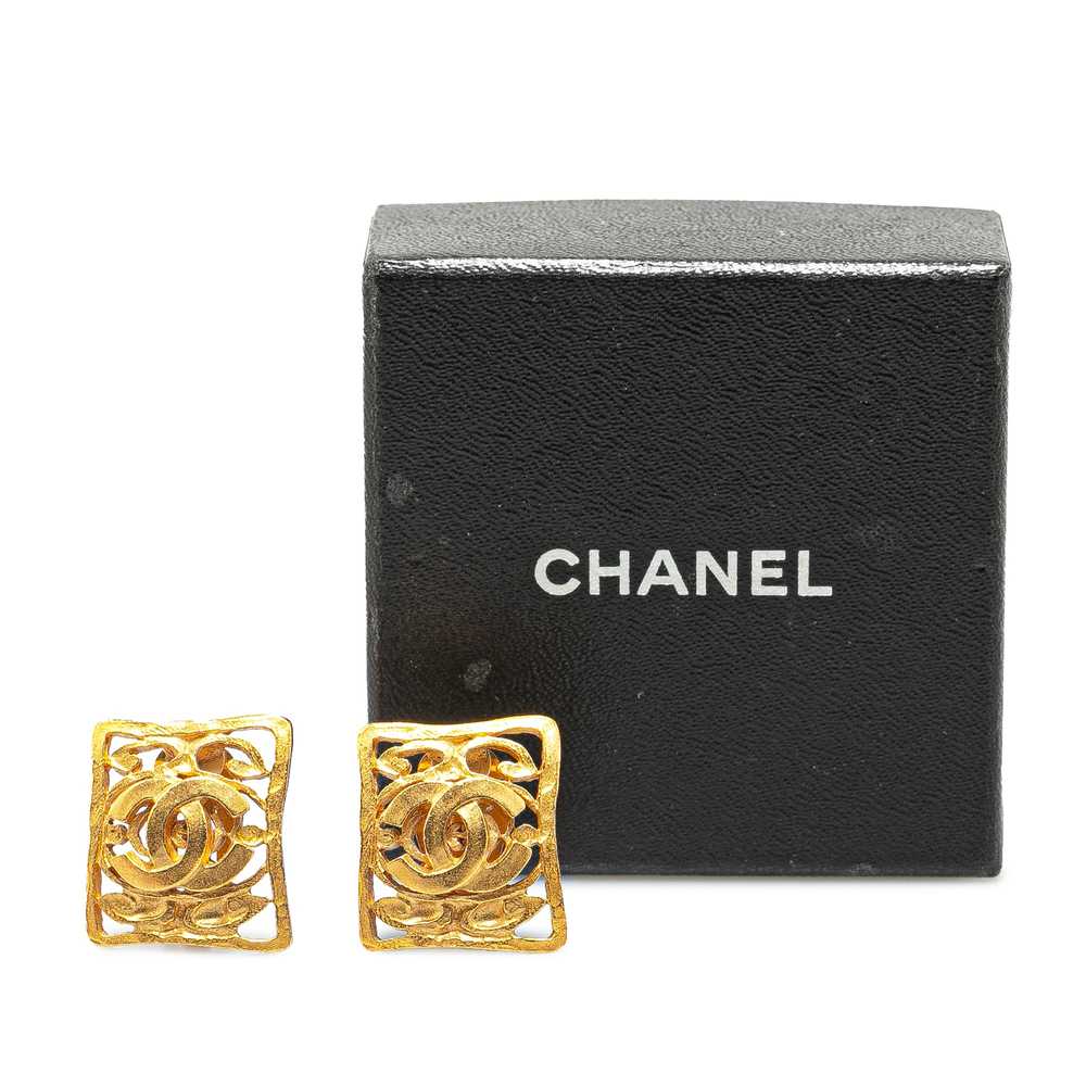 Gold Chanel Gold Plated CC Clip-On Earrings - image 4