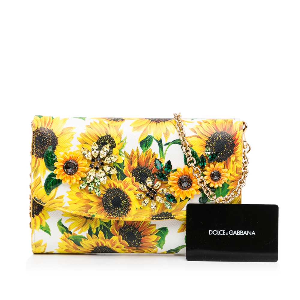 Yellow Dolce&Gabbana Sunflower Printed Leather Wa… - image 11