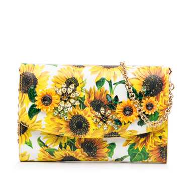 Yellow Dolce&Gabbana Sunflower Printed Leather Wa… - image 1