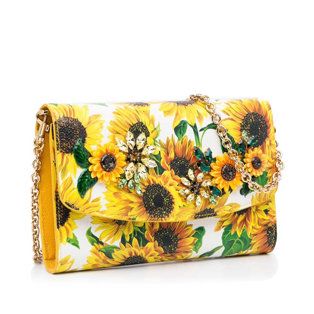 Yellow Dolce&Gabbana Sunflower Printed Leather Wa… - image 2