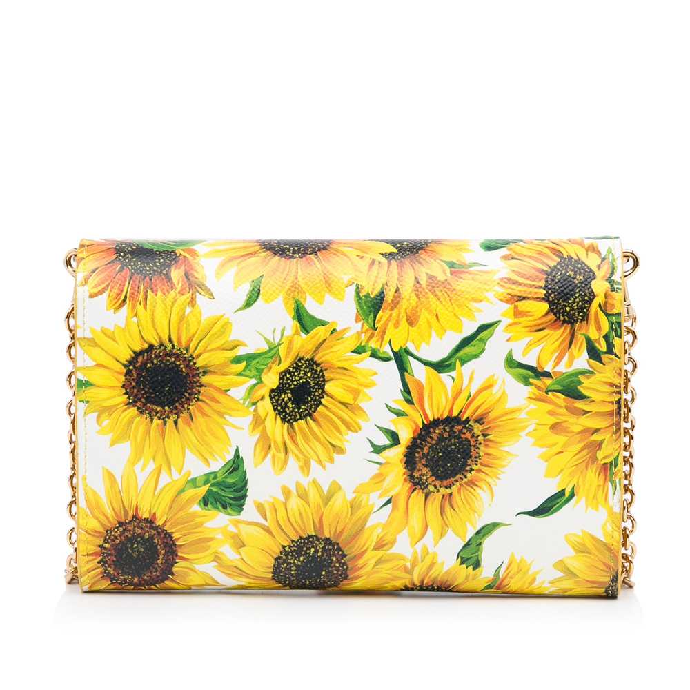 Yellow Dolce&Gabbana Sunflower Printed Leather Wa… - image 4