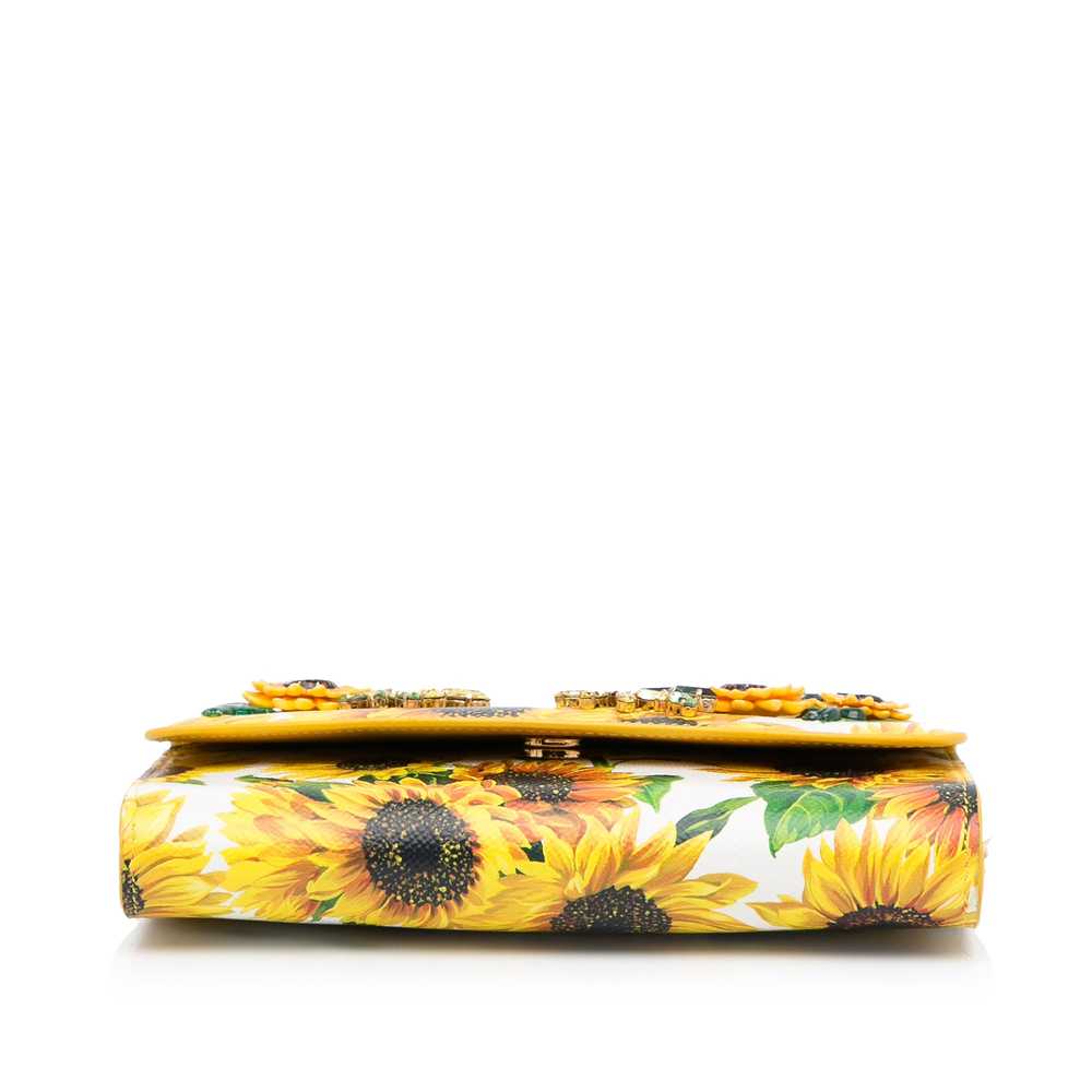 Yellow Dolce&Gabbana Sunflower Printed Leather Wa… - image 5