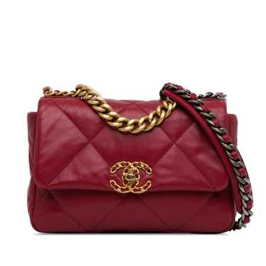 Red Chanel Medium Lambskin 19 Flap Satchel