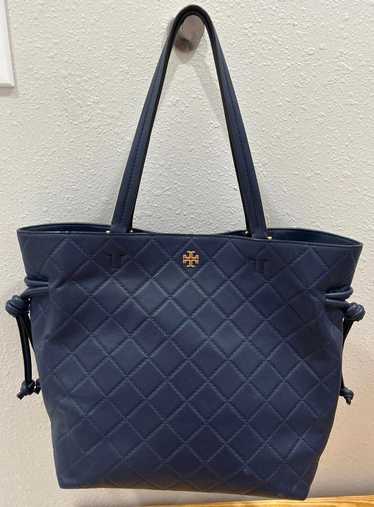 Designer Navy Tory Burch Georgia Quilted Tote Bag