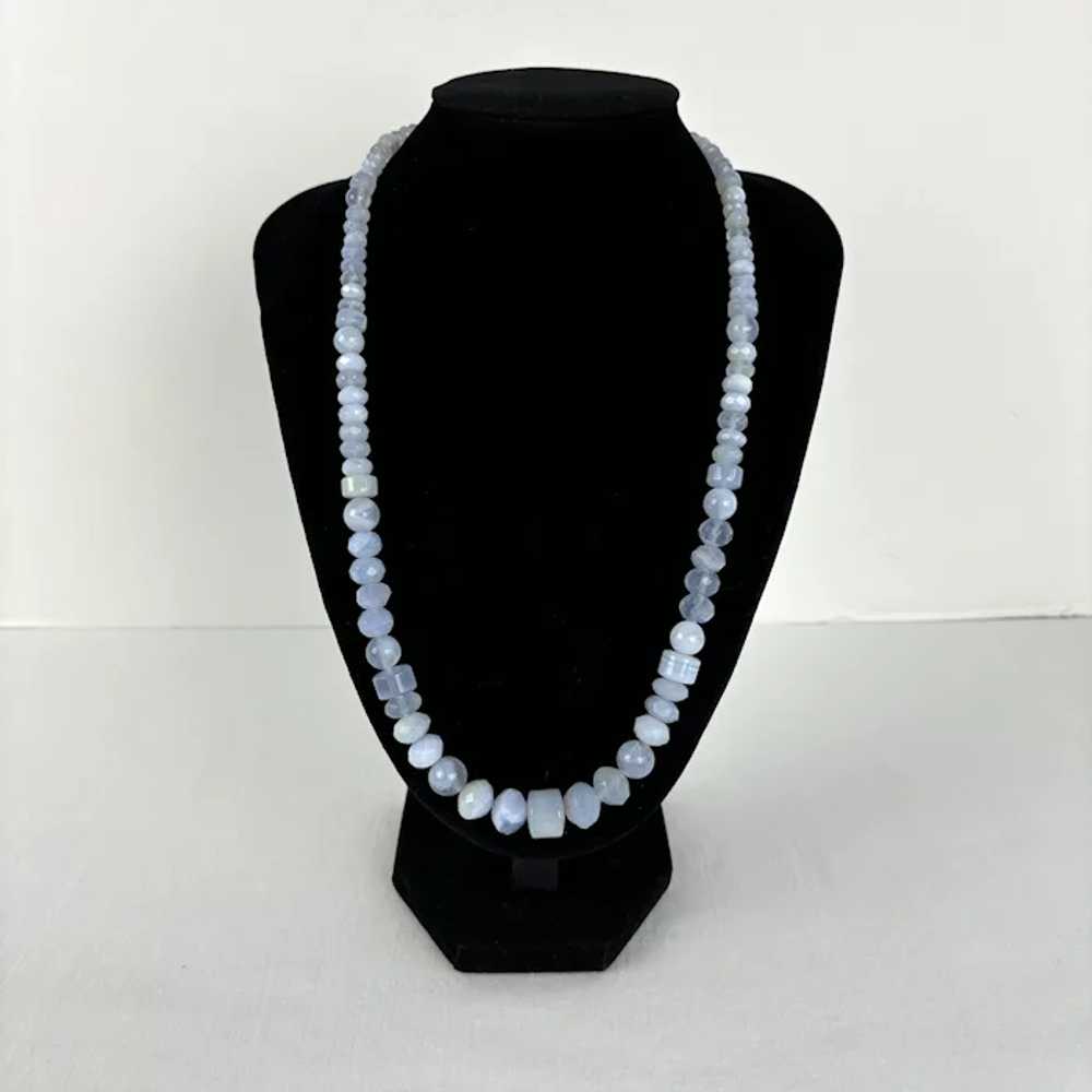 Vintage Chinese Export Lacy Blue Agate Beaded Nec… - image 2