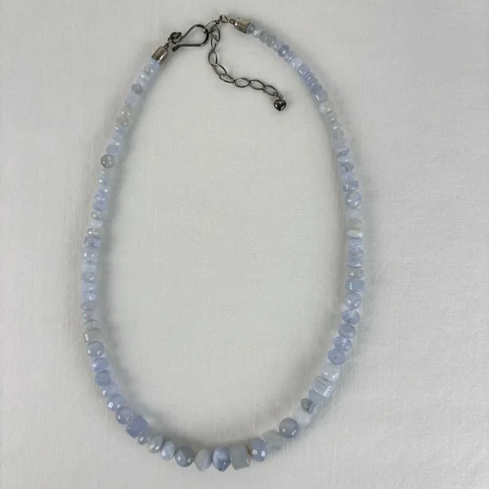 Vintage Chinese Export Lacy Blue Agate Beaded Nec… - image 3