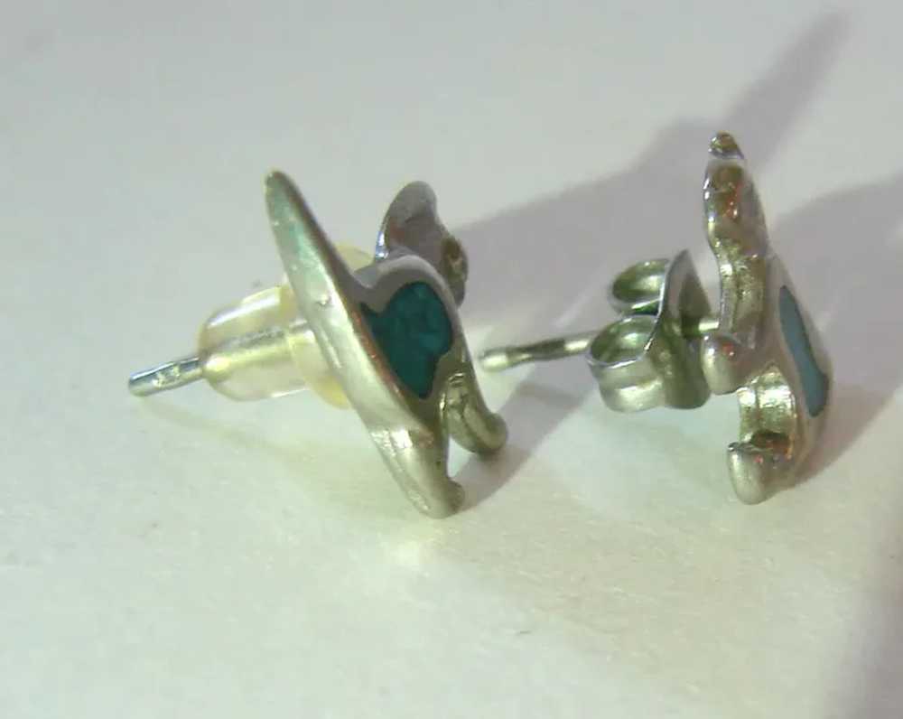 Scandinavian Silver Turquoise Blue Stud Earrings … - image 4