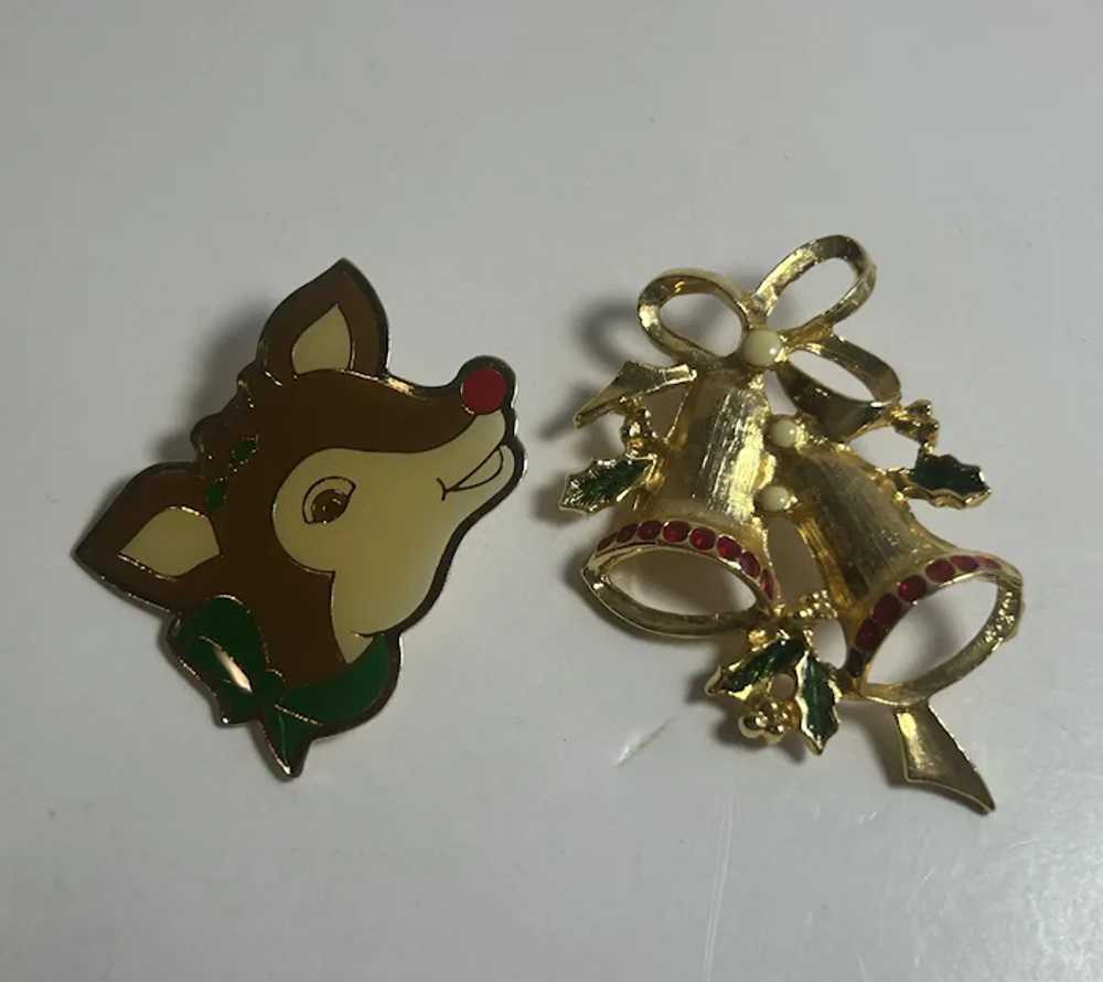 Vintage Two Christmas Brooches including Rudolph … - image 3