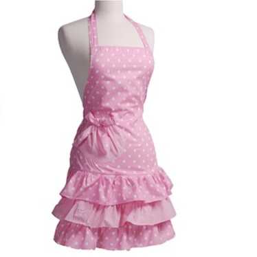 Kohls Pink Polka Dots Kitchen Apron Craft Garden … - image 1