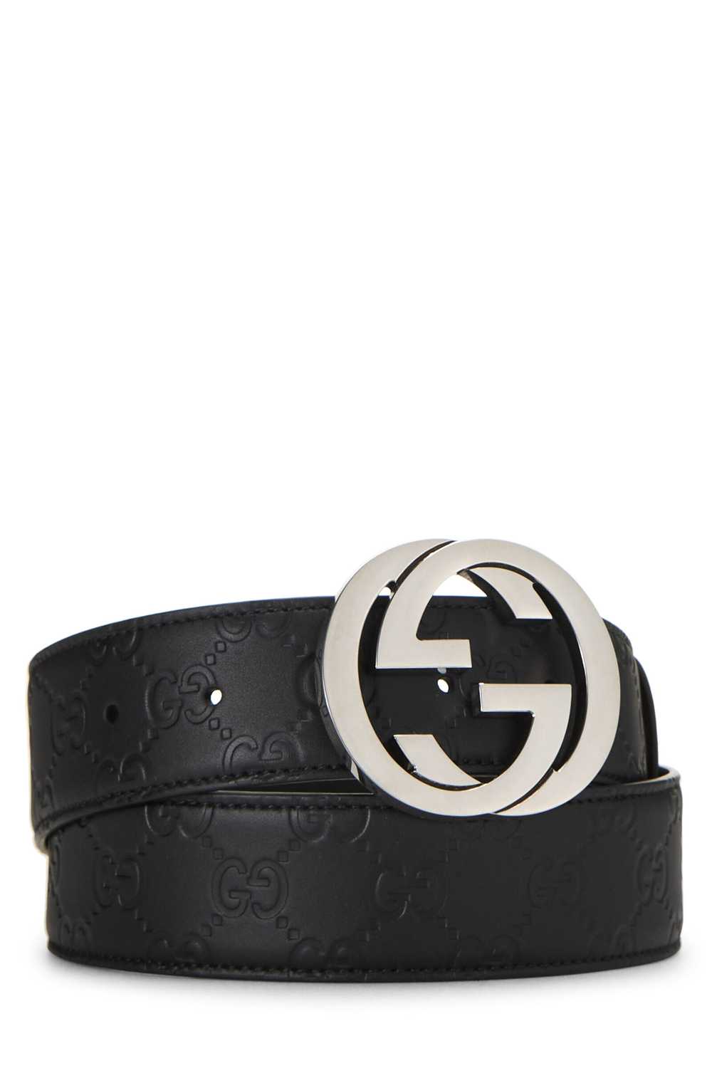 Black Guccissima Leather Interlocking Belt - image 1