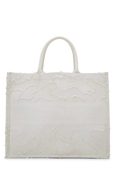 White Camouflage Canvas Book Tote Large