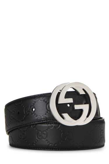 Black Guccissima Leather Interlocking Belt