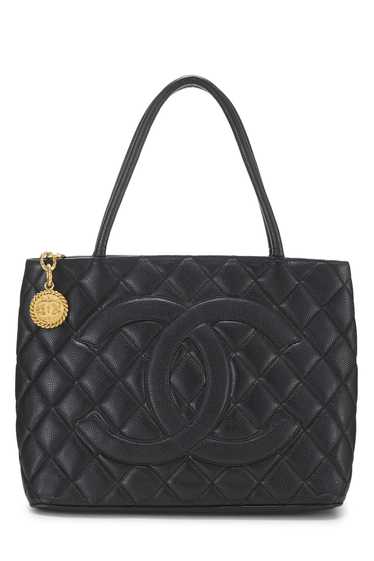 Black Quilted Caviar Medallion Tote - image 1