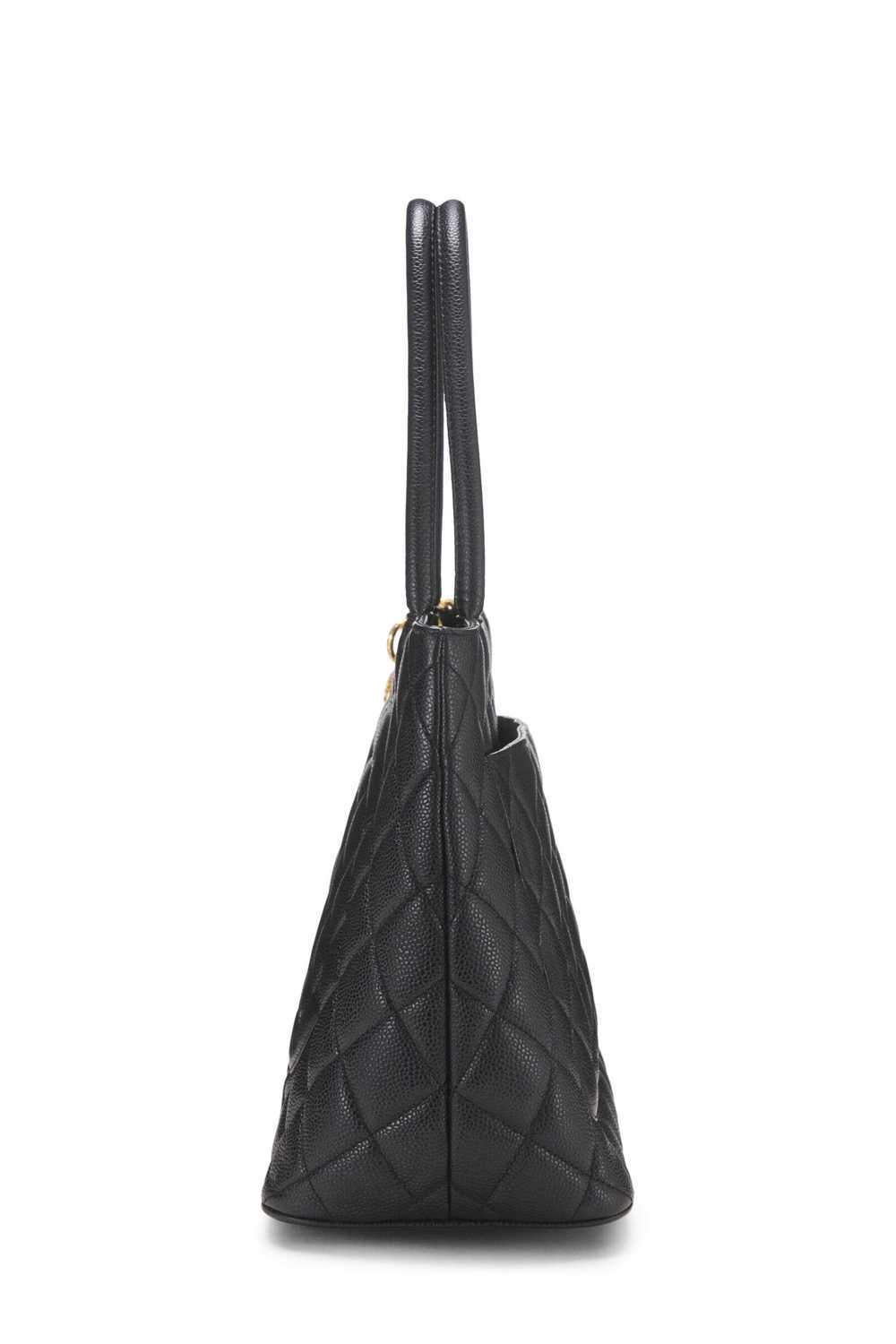 Black Quilted Caviar Medallion Tote - image 3