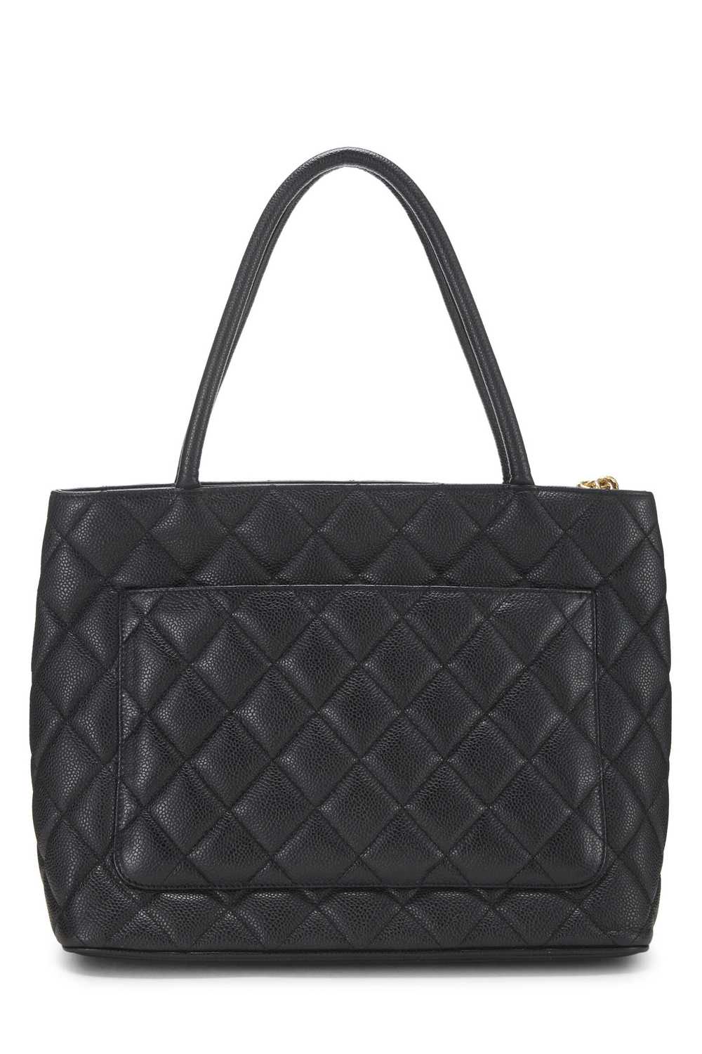 Black Quilted Caviar Medallion Tote - image 4