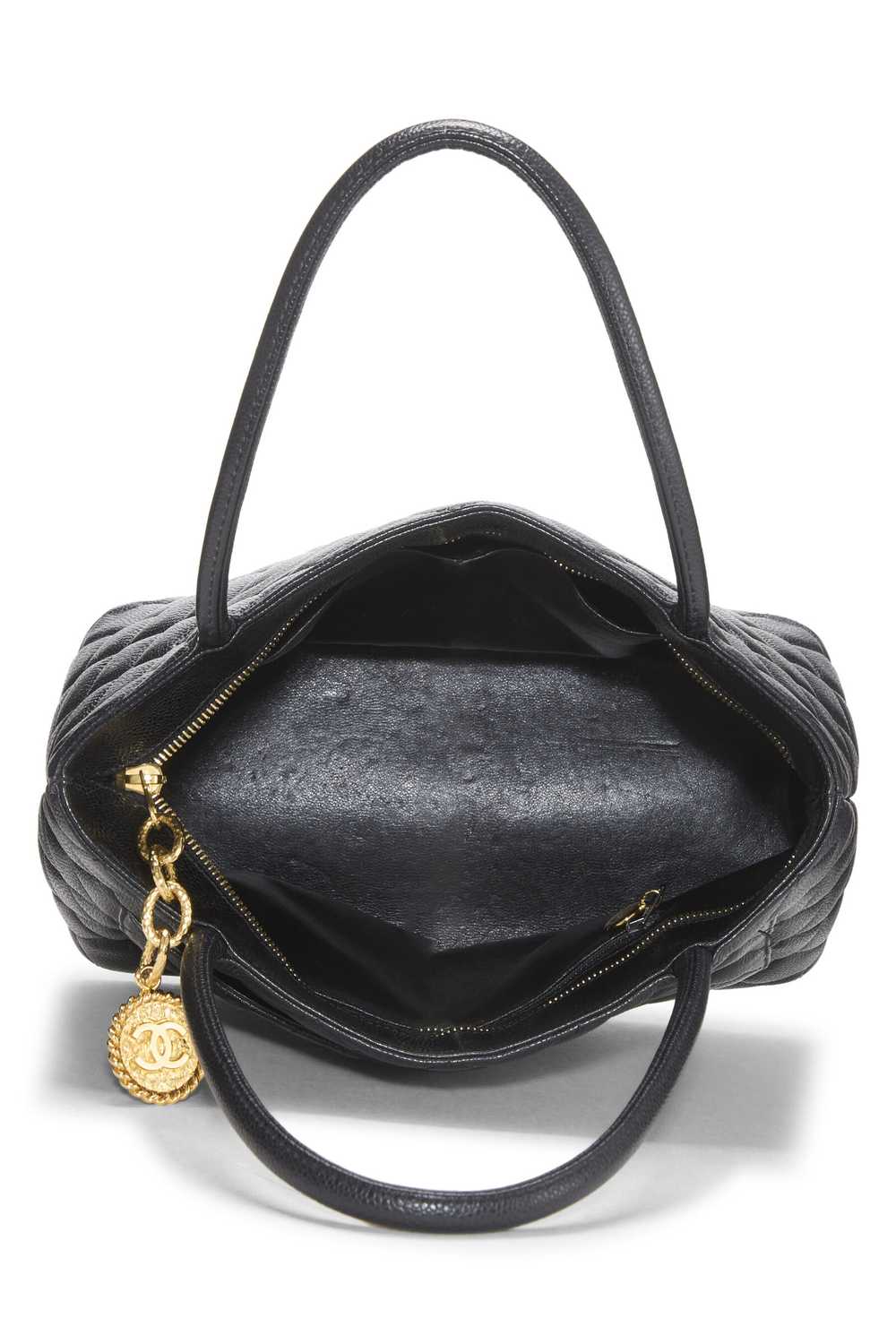 Black Quilted Caviar Medallion Tote - image 6