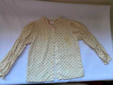 1980s Kid's Cream Long Sleeve Shirt with Pink Ros… - image 1