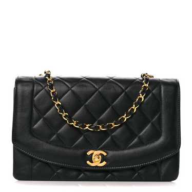 CHANEL Lambskin Quilted Medium Single Flap Green